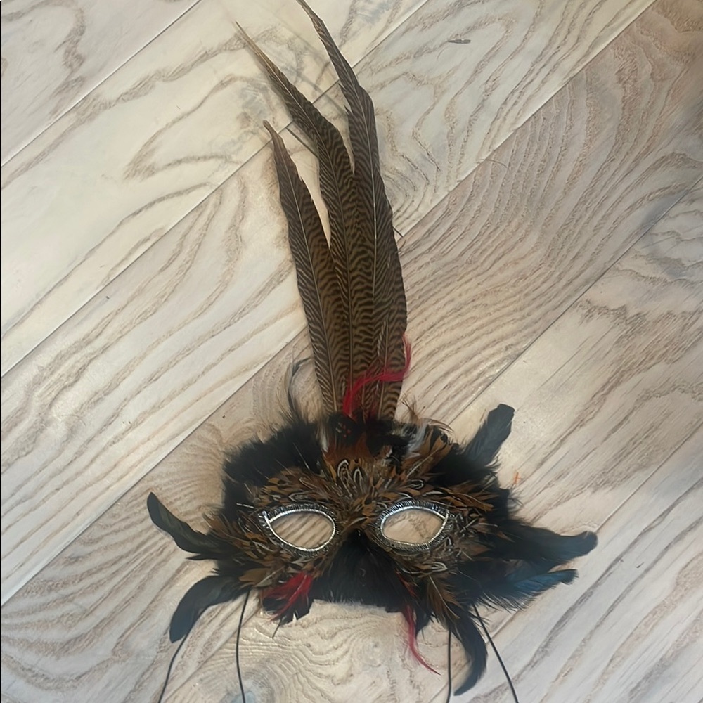 Feathered Masquerade Mask blacks and browns